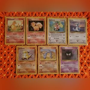 Vintage Pokémon Base Set Lot of 7 Cards Charmander Vulpix Farfetch'd Dratini